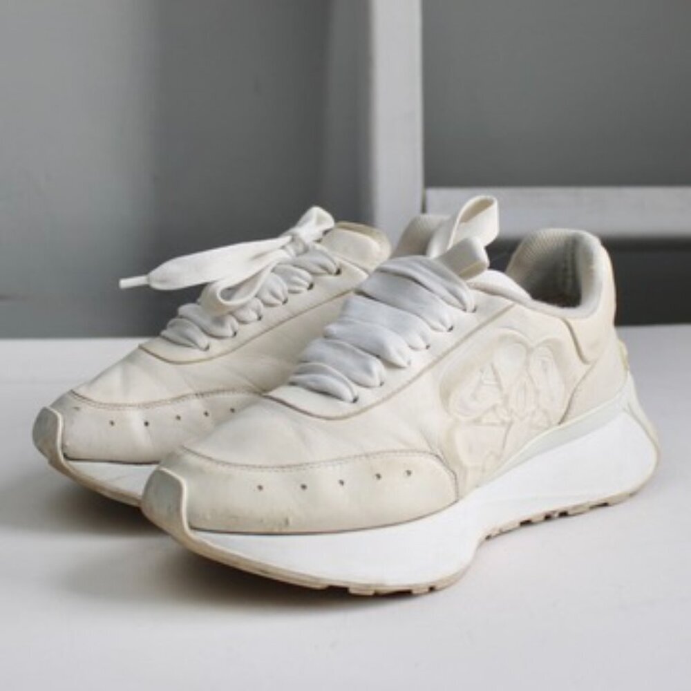 Alexander McQueen Women's White Sprint Runner Low-Top Leather Sneakers sz 36 / 6 - Picture 2 of 14